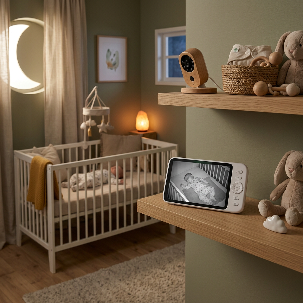 Babyphone und Baby Monitor Setup im Kinderzimmer mit Nachtsicht
