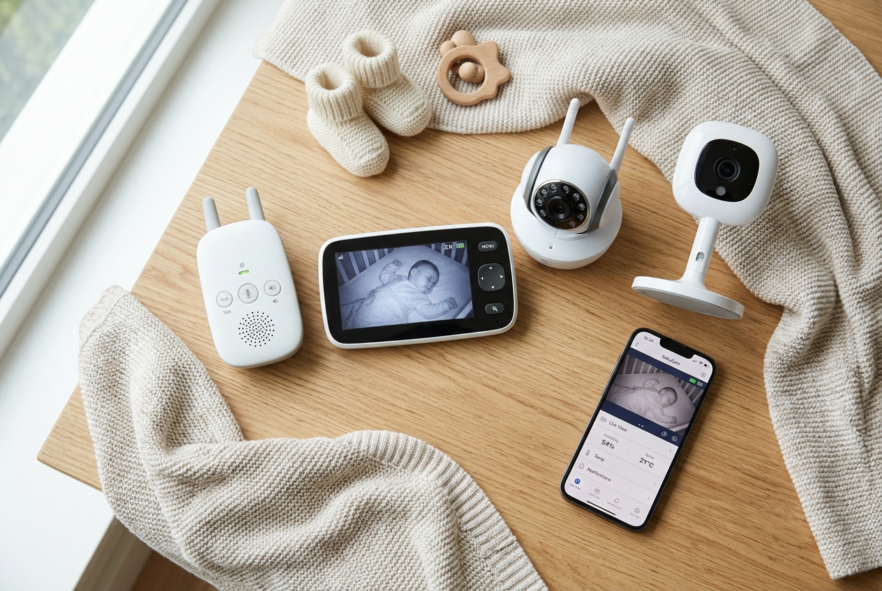 Vergleich der drei Babyphone-Typen: Audio DECT, Video DECT und WiFi App-basiert