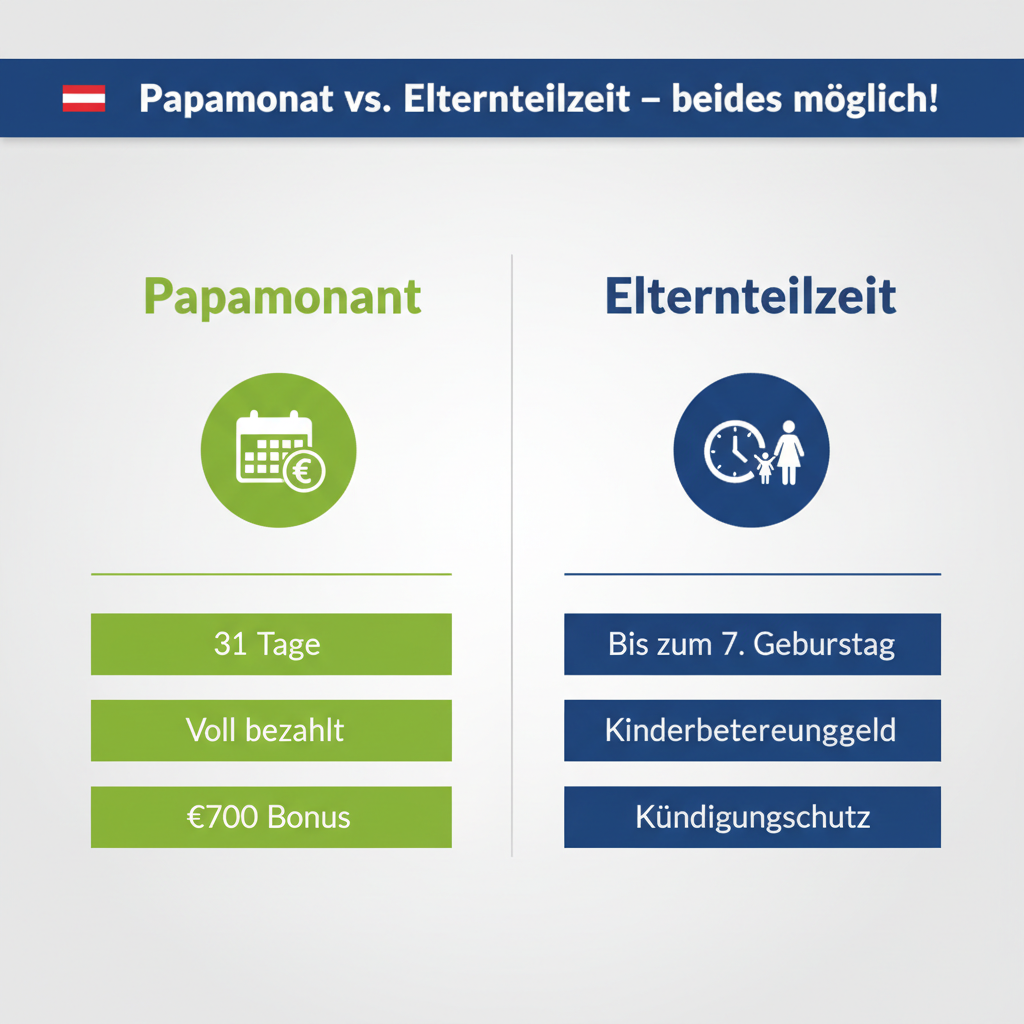 Vergleich Papamonat und Elternteilzeit für österreichische Väter