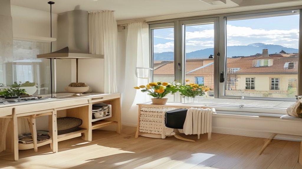Moderne österreichische Familienwohnung mit Wickeltisch und Baby-Tech