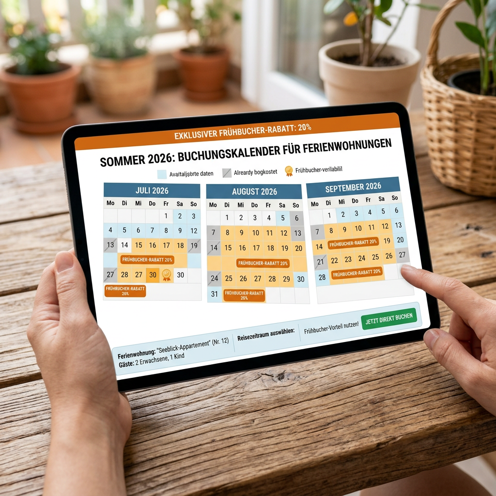 Vorschau auf Buchungskalender mit Fruehbucher-Rabatten