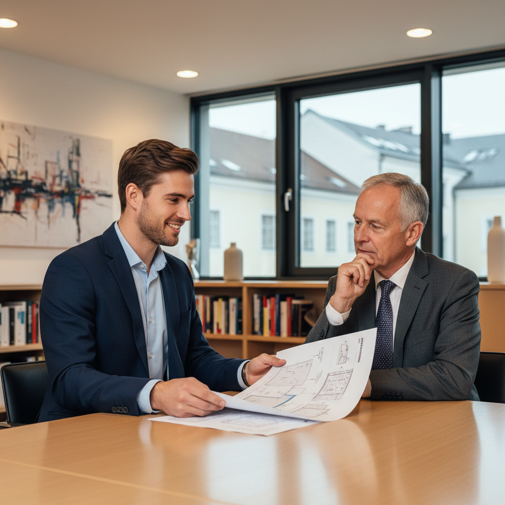 Elternzeit mit dem Chef verhandeln - Vater in Verhandlung mit Vorgesetztem