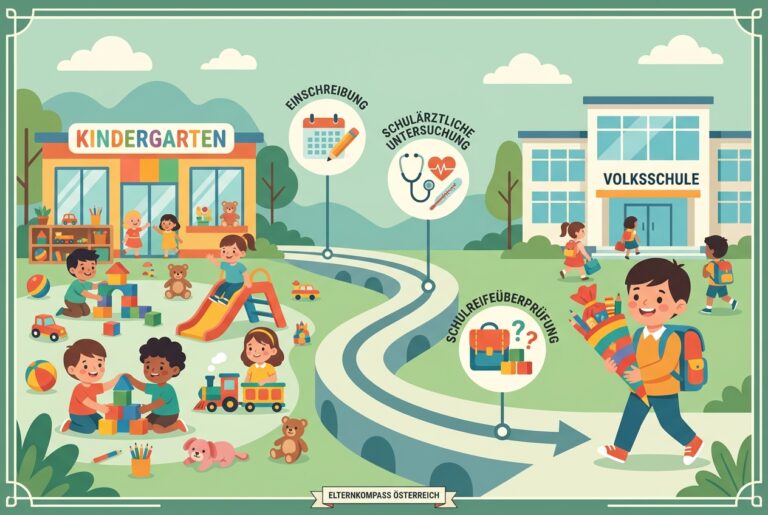 Timeline: Vom Kindergarten zur Volksschule – Meilensteine für Papas in Österreich