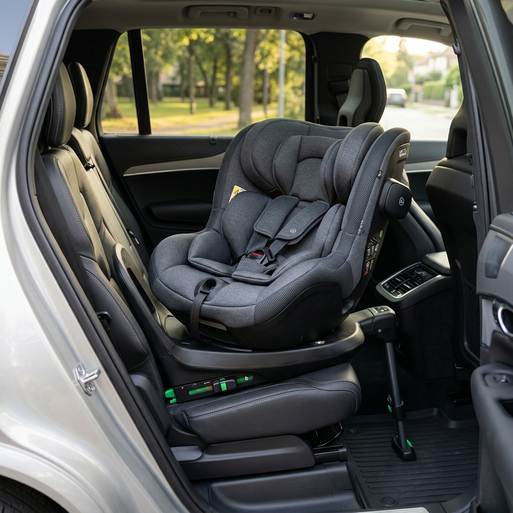 Moderner Reboarder Kindersitz im Auto eingebaut