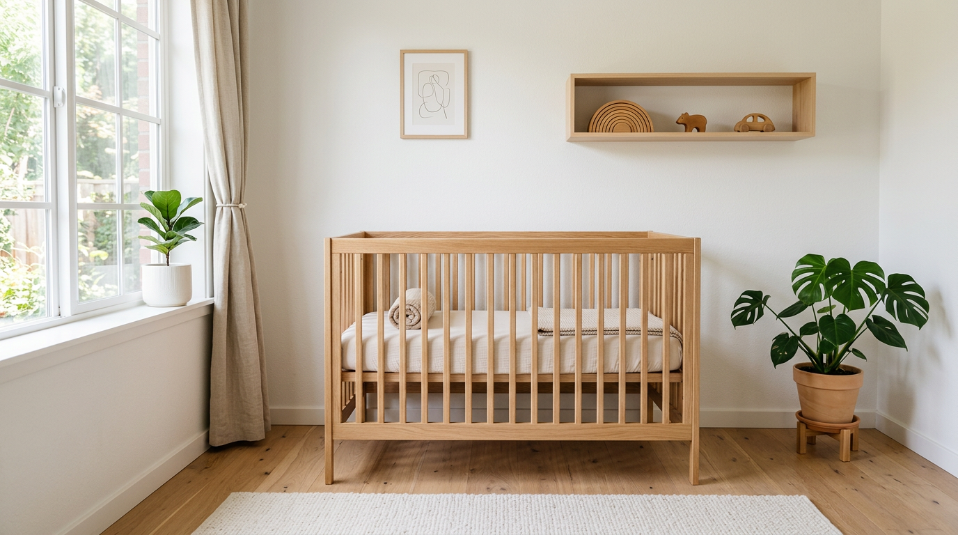 Minimalistisches Kinderzimmer mit wenig Spielzeug und viel Platz zum Spielen - minimalistisch leben mit Kind