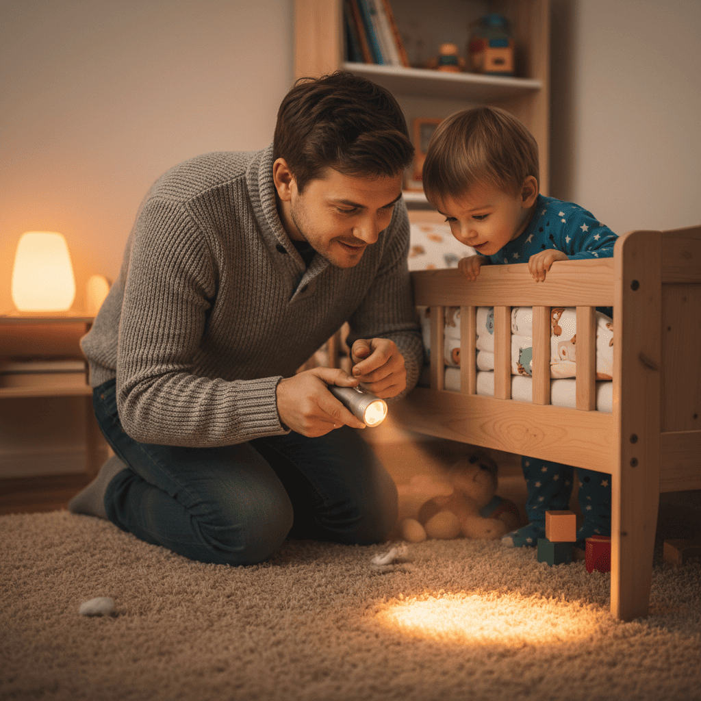 Kinderängste verstehen und begleiten – Vater tröstet sein Kind bei Nachtangst