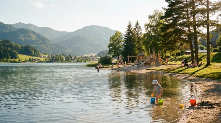 Familien-Strandbad am Badesee in Österreich mit Spielplatz