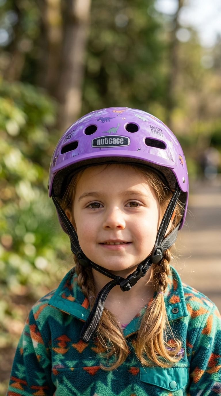 Kind mit Fahrradhelm, richtiger Sitz mit geschlossenem Kinnriemen