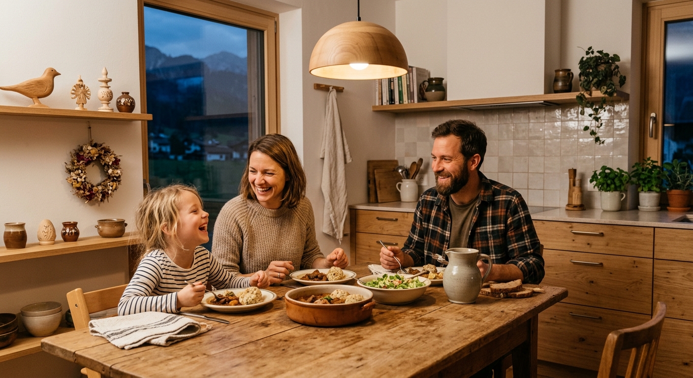 Handyfreie Familienzeit am Esstisch, gemeinsame Momente ohne Smartphone