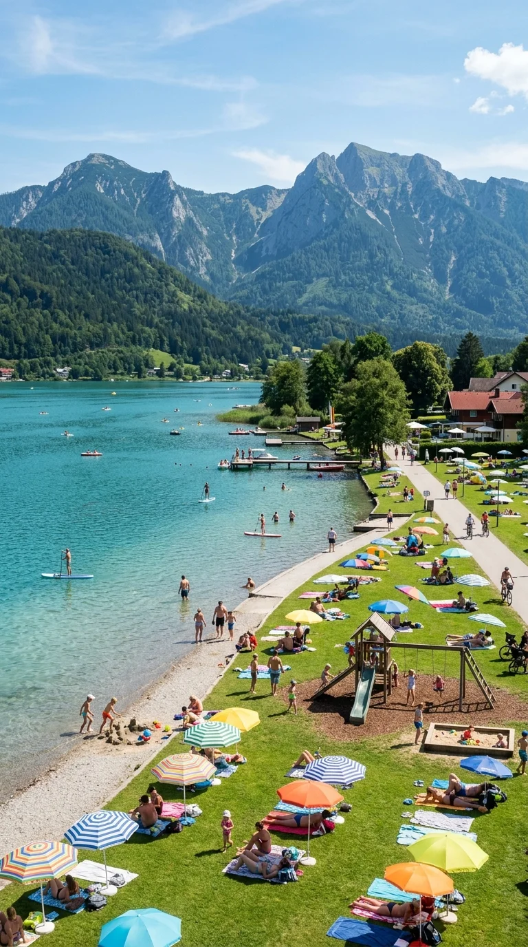 Strandpromenade am Klopeiner See in Kärnten mit Familien
