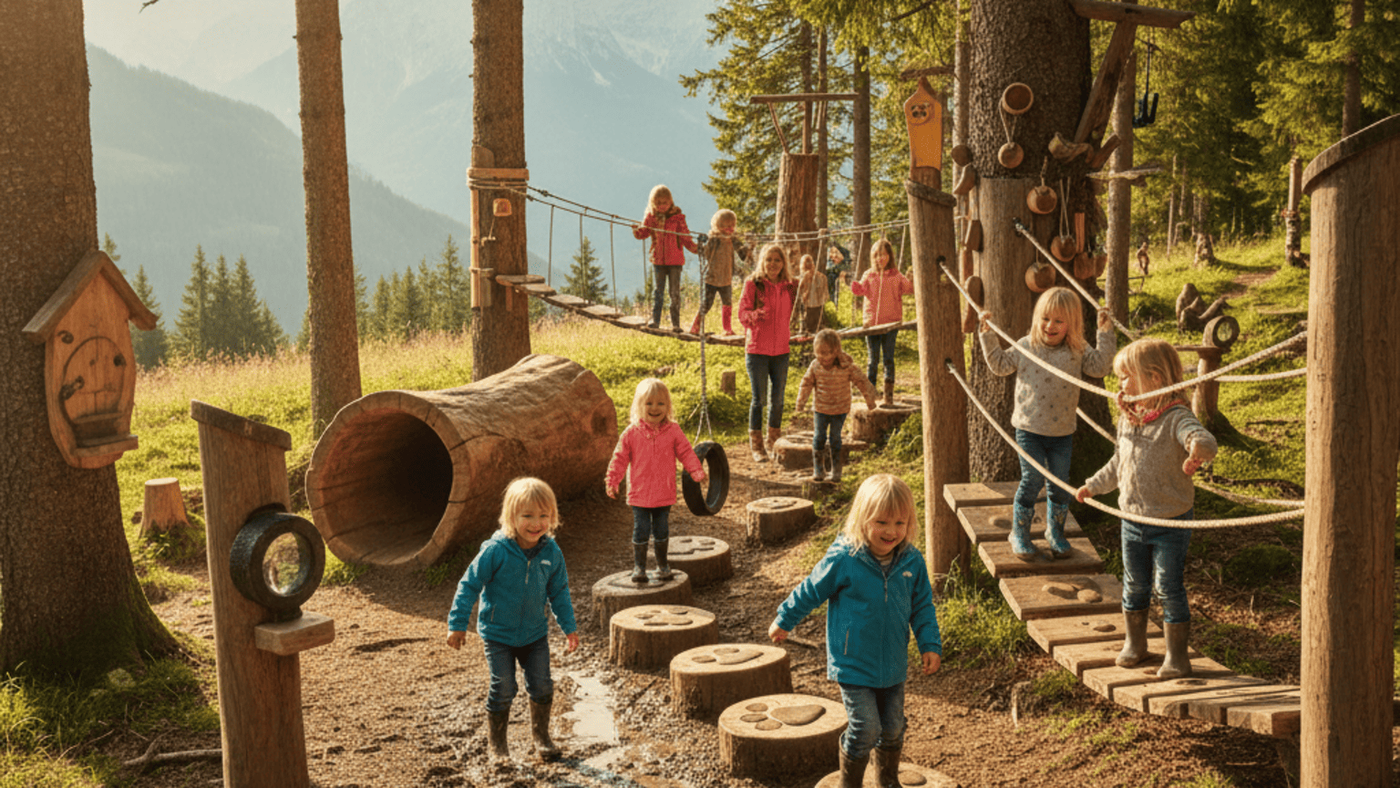 Kinder auf Themenweg in Oesterreich