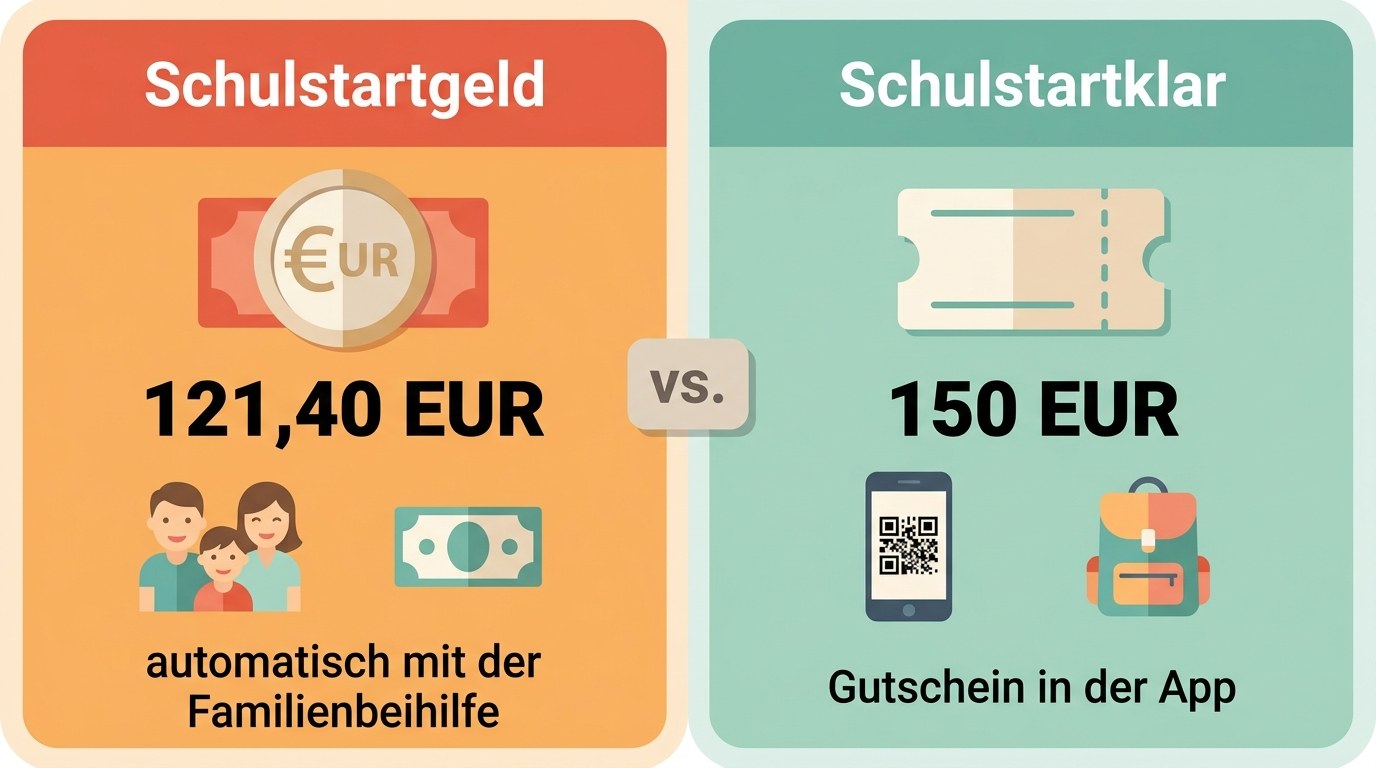 Vergleich Schulstartgeld und Schulstartklar-Gutschein 2026