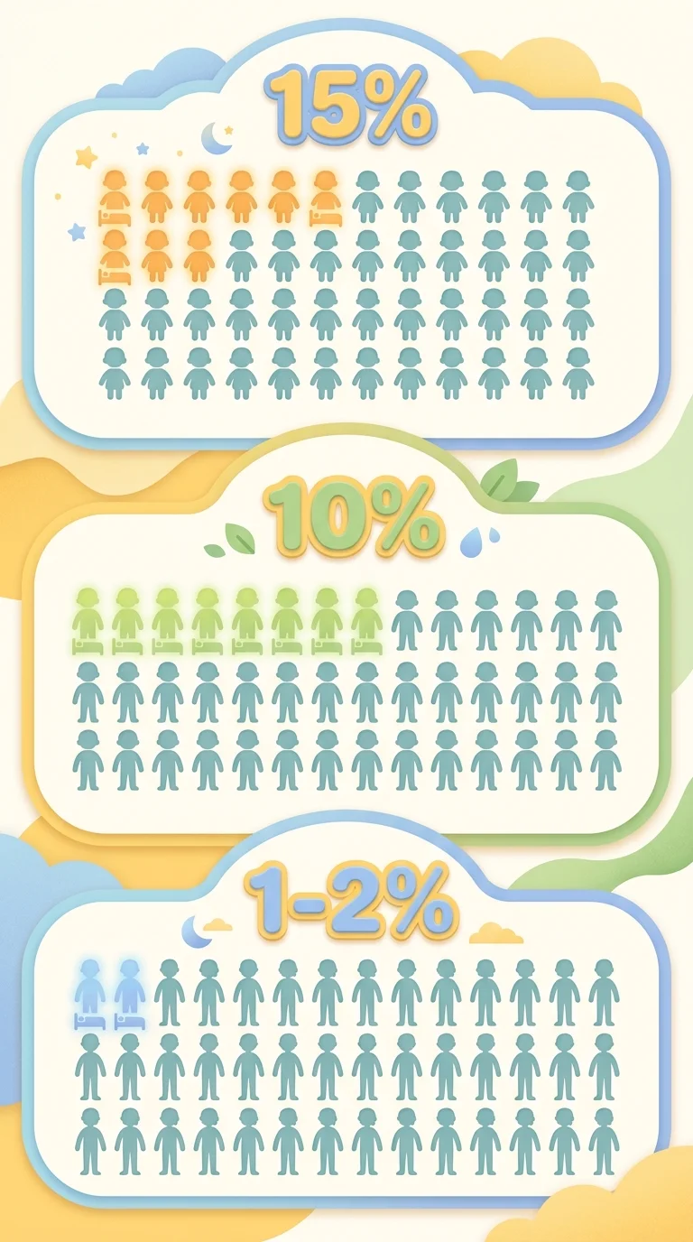 Infografik: Häufigkeit von Bettnässen bei Kindern nach Altersgruppen