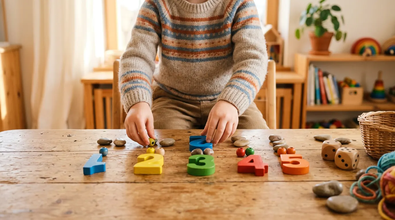 Kinderspiel mit Zahlenbausteinen und Zählperlen – Rechnen spielerisch lernen bei Dyskalkulie