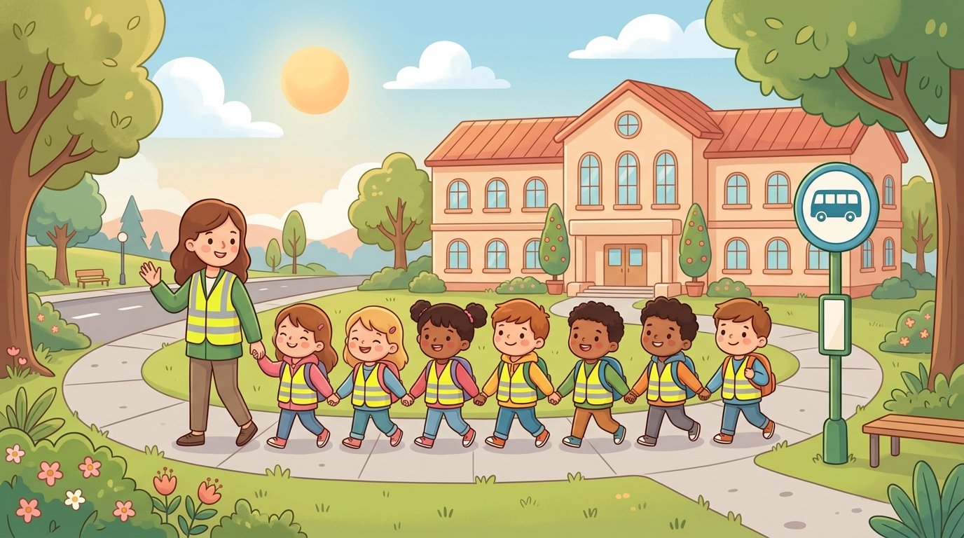 Pedibus: Kinder gehen gemeinsam mit Begleitung zur Schule