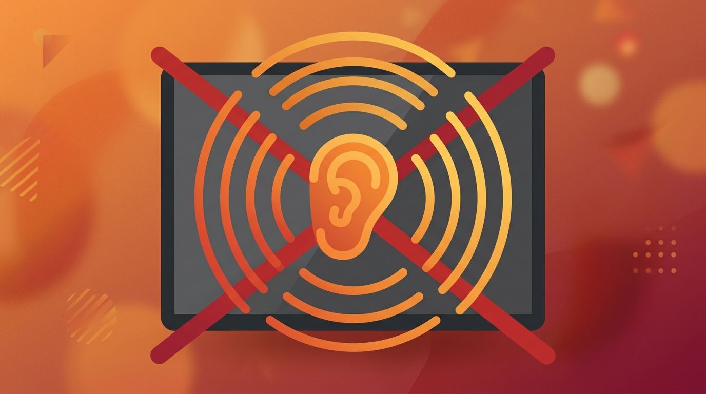 Symbol für bildschirmfreies Audiohören: Schallwellen und Ohr statt Bildschirm