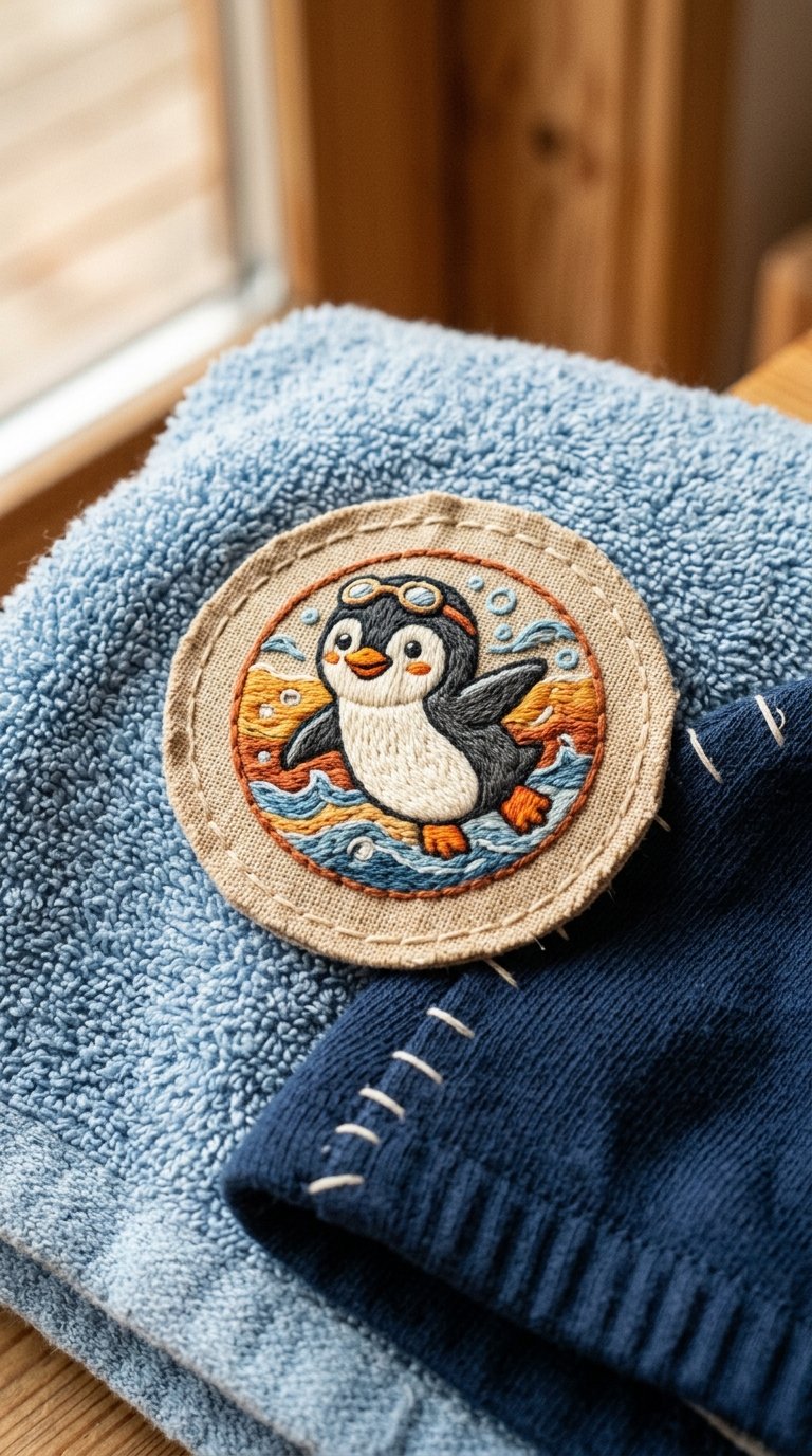 Frühschwimmer-Abzeichen Pinguin als Stoffabzeichen für Kinder in Österreich