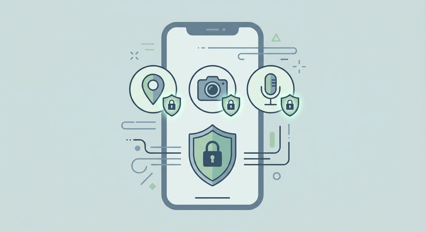 Smartphone zeigt App-Berechtigungen mit Hinweis auf Kinderdatenschutz
