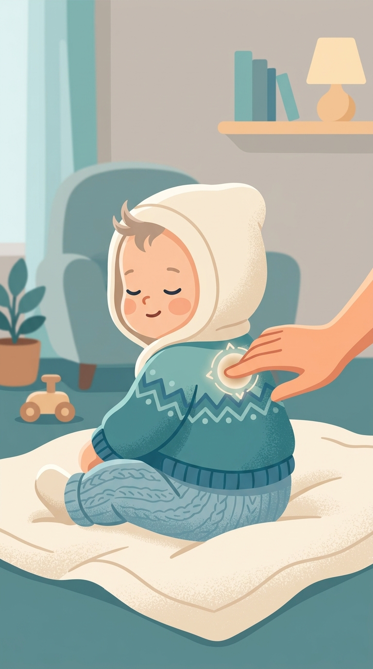 Nacken-Check beim Baby: Temperatur zwischen den Schulterblättern fühlen
