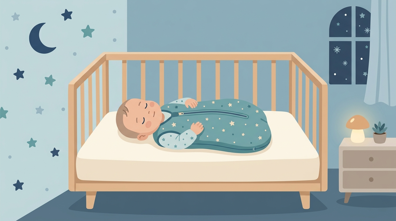 Baby schläft sicher im Schlafsack statt unter der Decke